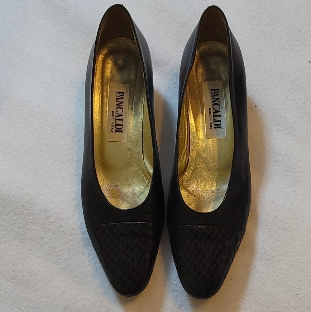 Pancaldi size 9.5 B black 1.5 heels. Made in Italy